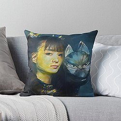 Moa-Metal with a Fox God Mask Babymetal AI Painting Digital Fan Art Throw Pillow RB0512