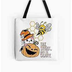 halloween pumpkin bee and puppycat  All Over Print Tote Bag RB1807