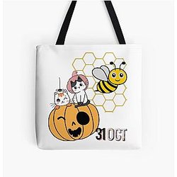 halloween pumpkin bee and puppycat  All Over Print Tote Bag RB1807