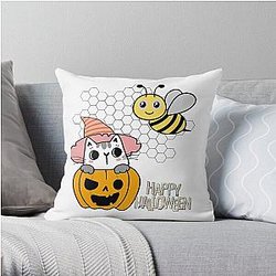 halloween pumpkin bee and puppycat  Throw Pillow RB1807