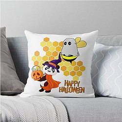 halloween pumpkin bee and puppycat  Throw Pillow RB1807