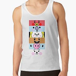 BT21 Tank Tops - BT21 Character Faces Tank Top RB2103