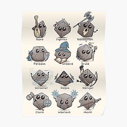 Kawaii DnD Classes - DnD Dungeons &amp; Dragons D&amp;D Poster RB1210