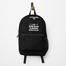 Where Is The Drain Gang Meetup White Text Backpack RB0111