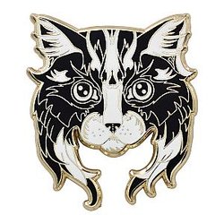 Animals Enamel Pin - Black White Cat Pin - Adorable Cat Enamel Lapel Pin with Long Beard RS2109