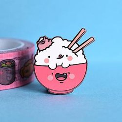 Foods Enamel Pin - Cute Rice Bowl Enamel Pin TT2109