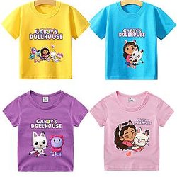 Gabby Dollhouse Cartoon Print T-shirt for Children