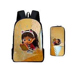 Gabbys Dollhouse Cartoon Gabby Cats Backpack Pen Bag Set