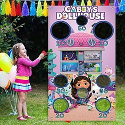 Gabby Dollhouse Toss Games Banner with Bean Bags