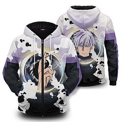 Jujutsu Kaisen Hoodies - Gojo Cursed Eyes Unisex Zipped Hoodie FH0709