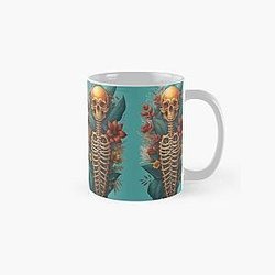 Floral Skeleton Art Halloween Fantasy Skull Ribcage Grateful Dead Illustration Classic Mug RB0512