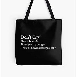 Guns n Roses Aesthetic Quote Lyrics Rock Black All Over Print Tote Bag RB1911