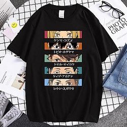 Haikyuu Funny Eyes Cartoon Black T-Shirt