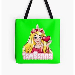 iamSanna Loves Unicorns NEON GREEN All Over Print Tote Bag RB1409