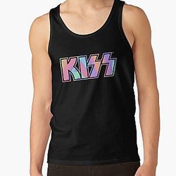 Pastel Tie-Dye Kiss The Band Logo Dark Tank Top RB2411