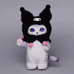 15cm Black Grey Kuromi Cat Cosplay Plush Keychain