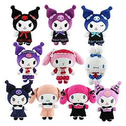 25cm White Kuromi Colorful Hair Stuffed Animal Plush