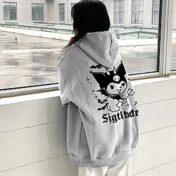 Sanrio Kuromi Oversized Kawaii Print Fashion Sweatshirt Hoodies