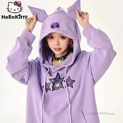 Sanrio Kuromi Cat Ear Skull Autumn Hoodies