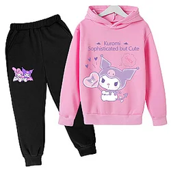 Kuromi Cute Cartoon Casual Funny Tracksuit Hoodies Long Pants 2Pcs Sets