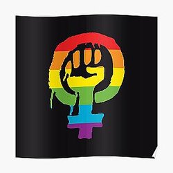 Raised Fist Radical Feminist feminism symbol LGBT rainbow flag Poster RB1603