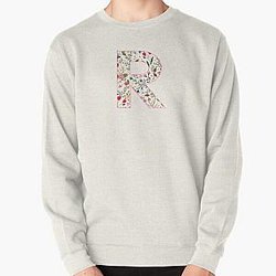 Pink Flower Floral Block R Rutgers Sticker Pullover Sweatshirt RB0211