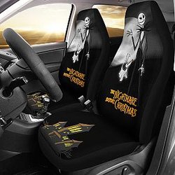 Nightmare Before Christmas Cartoon Car Seat Covers - Jack Skellington With Zero Dog Castle On Hill Seat Covers Ci092903 SC2712