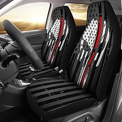 Red Thin Line Punisher Car Seat Covers Set Of 2 Universal Fit 234910 SC2712