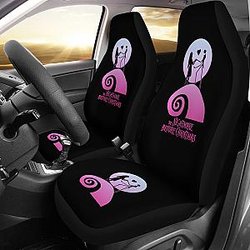 Nightmare Before Christmas Cartoon Car Seat Covers | Jack And Sally Silhouette On The Purple Hill Seat Covers Ci100602 SC2712