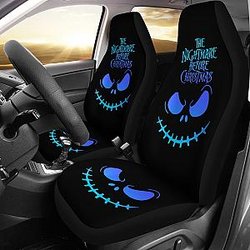 Nightmare Before Christmas Cartoon Car Seat Covers | Jack Skellington Blue Minimal Smiling Face Seat Covers Ci100603 SC2712