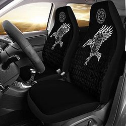 Vikings Car Seat Covers - The Raven Of Odin Tattoo Universal Fit 215521 SC2712