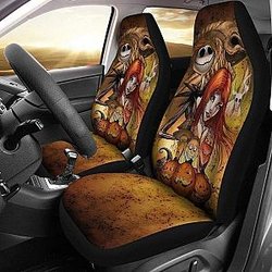 Jack &amp; Sally Nightmare Before Christmas Orange Car Seat Covers Universal Fit 194801 SC2712