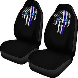 Thin Blue Line Punisher Black Seat Covers Universal Fit 225721 SC2712