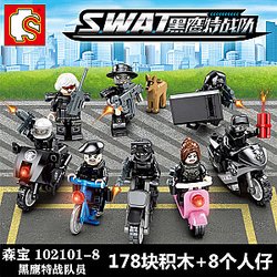 SEMBO 102101-102108 Black Hawk Special Team: 8 Riders Military