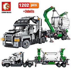 SEMBO 703940 Mechanical code: gray container truck Technic