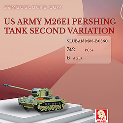 Sluban M38-B0860 Military US Army M26E1 Pershing Tank Second Variation