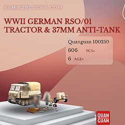 QUANGUAN 100250 Military WWII German RSO/01 Tractor &amp; 37mm Anti-Tank