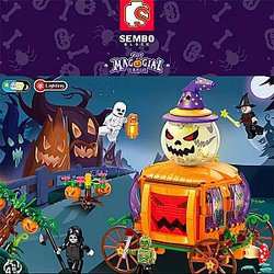 SEMBO 605017-605020 Halloween Pumpkin Car 4 in 1 Creator