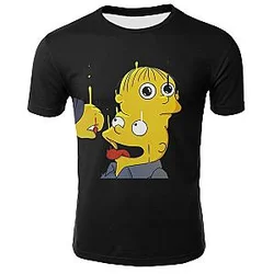 Simpsons Cartoon Characters Head 3D Print T-shirt