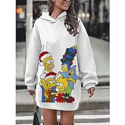 The Simpsons Cartoon Character Christmas Pullover Sweatshirt Dress