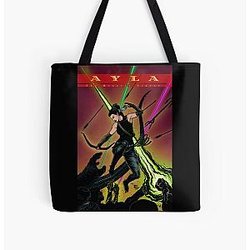 Ayla The Monster Slayer jumping into battle All Over Print Tote Bag RB2611