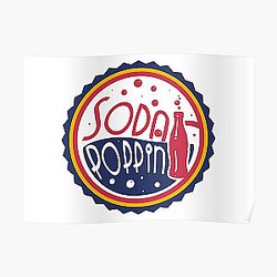 Sodapoppin Posters - Sodapoppin Retro Soda Pop Bottle Cap Red Poster RB1706