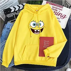 Cute Cartoon Anime Spongebob Smiling Face Hoodie