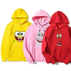 Spongebob Cartoon Character Smiling Face Print Hoodies