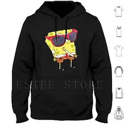 SpongeBob Cartoon Cigarrette Smoking Sunglasses Print Hoodies